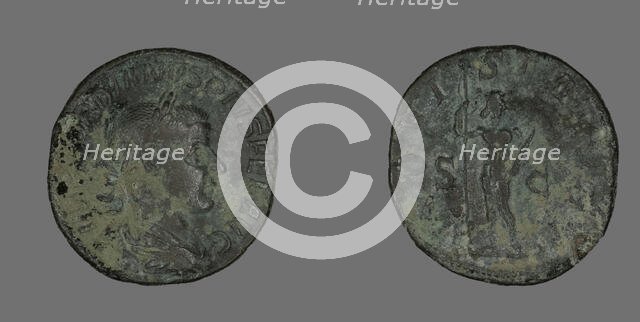 Sestertius (Coin) Portraying Emperor Gordianus, 238. Creator: Unknown.