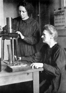 Marie Curie, Polish-born French physicist and her daughter Irene, 1925. Artist: Unknown