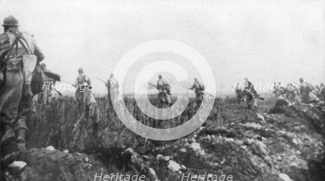 The French launch their offensive, 2nd Battle of Champagne, France, 25 September 1915. Artist: Unknown