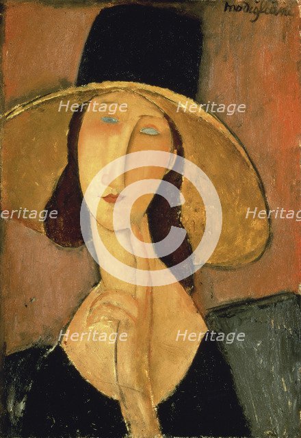 Jeanne Hébuterne with big hat, 1918.