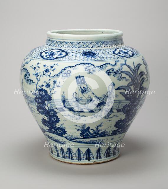 Jar with the Four Accomplishments: Painting, Calligraphy, Music, Strategy, Ming dynasty, 15th centur Creator: Unknown.