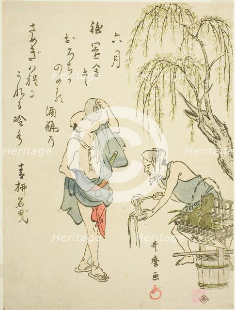 The Sixth Month (Rokugatsu), from an untitled series of genre scenes in the twelve..., c. 1792/93. Creator: Kitagawa Utamaro.