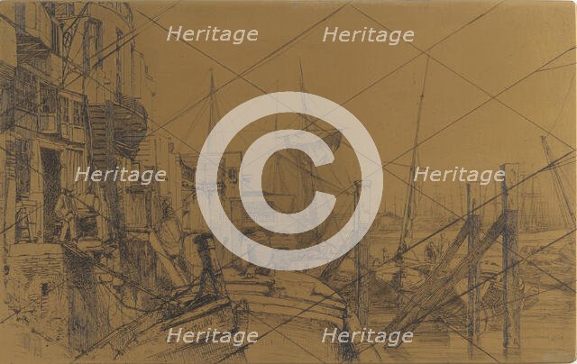 Etching plate: Limehouse, 1859. Creator: James Abbott McNeill Whistler.