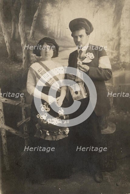 A young married couple, participants in the 'To Fight Consumption' campaign, 1913. Creator: Unknown.