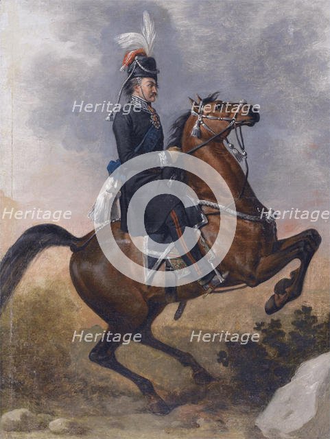 Count Matvei Ivanovich Platov (1757-1818) on horseback, 1800s. Artist: Anonymous  