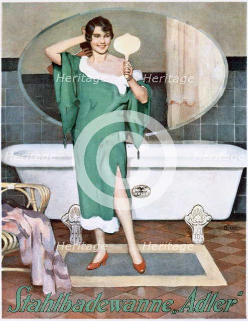 German advertisement for 'Adler' steel bathtubs, 20th century. Artist: Unknown