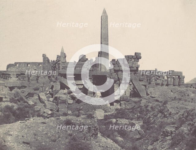 Thebes. Palais de Karnak. Sanctuaire de granit et salle Hypostyle, 1850. Creator: Maxime du Camp.