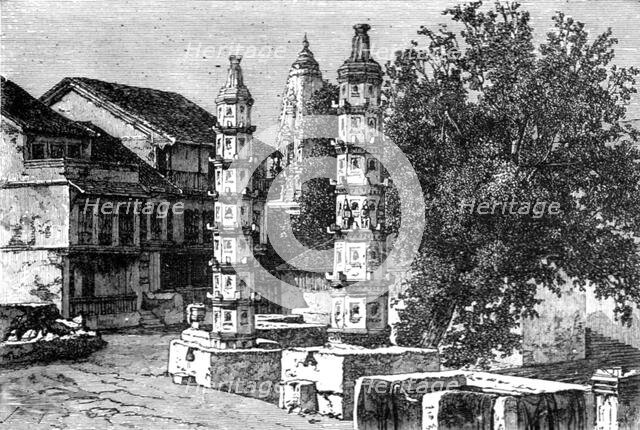 'Hindoo Temple at Walkeshwur, on Malabar Hill; Notes on Bombay and the Malabar Coast', 1875. Creator: C. B. Low.