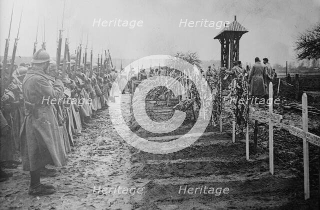 Burying French officer at front, 31 Jan 1918. Creator: Bain News Service.
