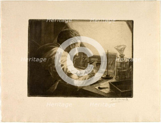 Self-Portrait Preparing an Etching, c. 1890. Creator: Henri-Charles Guerard.