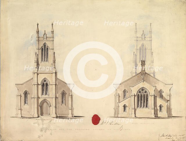 Design for the Proposed Church at Middlesborough, 1837. Creators: John Green, Benjamin Green.