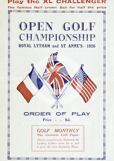 Programme for the Open Golf Championship, 1926. Artist: Unknown