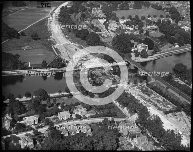 Twickenham Bridge under construction, Twickenham, Richmond Upon Thames, Greater London, c1930s. Creator: Arthur William Hobart.
