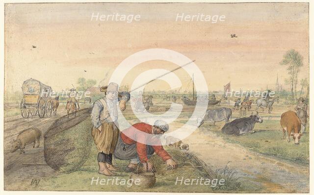 Landscape with Two Eel Fishermen by a Ditch, c.1625-c.1630. Creator: Hendrick Avercamp.