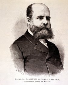 Alberto Aguilera and Velasco (1842-1913), Spanish politician and lawyer, engraving of the  illust…