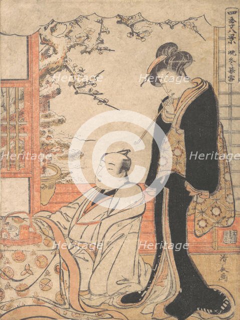 Evening Snow at Banto, ca. 1779. Creator: Torii Kiyonaga.