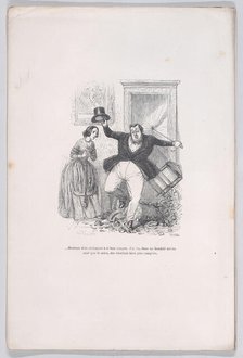 ...Happy to get away with it so cheaply. from the Little Miseries of Human Life, 1843. Creator: Jean Ignace Isidore Gerard.