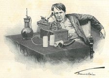 Thomas Alva Edison and his phonograph, 1905. Creator: Dochy, Henri (1851-1915).