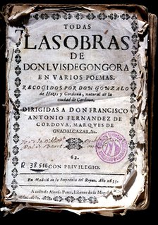 Cover of the book 'Todas las obras de Don Luis de Góngora en varios poemas' (All Works of Don Lui…