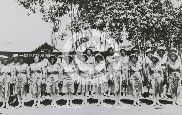 Members of an African American company of the Women's Army Auxiliary Corps lined up..., 1939 - 1945. Creator: Office of War Information.