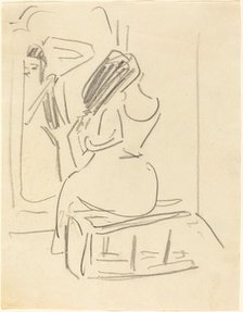 A Woman Combing Her Hair in Front of a Mirror, late 19th-early 20th century. Creator: Ernst Kirchner.