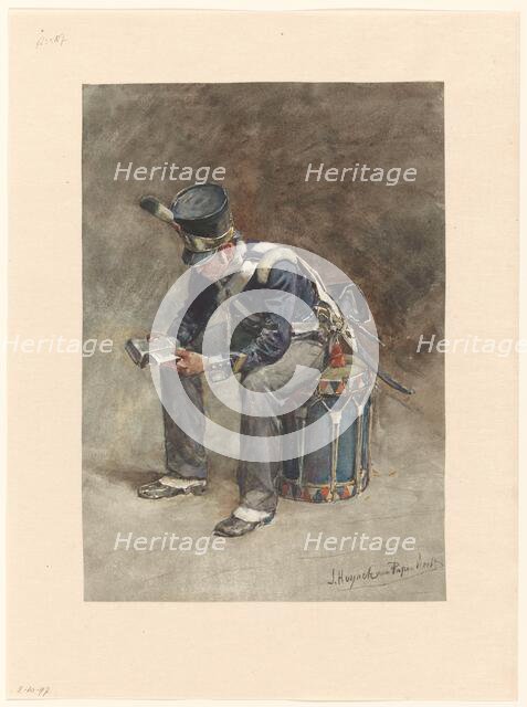Infantry drummer reading, 1868-1892. Creator: Jan Hoynck van Papendrecht.