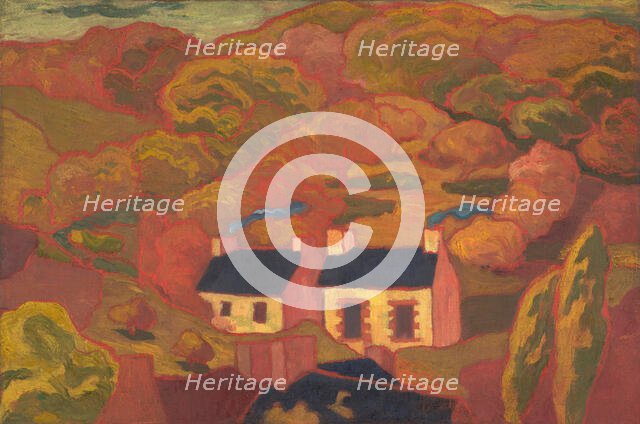 Two Thatched Cottages (Les deux chaumières), about 1893-1894. Creator: Armand Seguin.