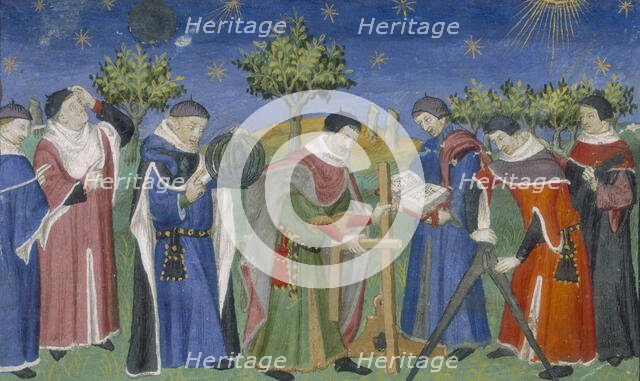 Medieval astrologers and surveyors at work, 15th century.  Creator: Unknown.