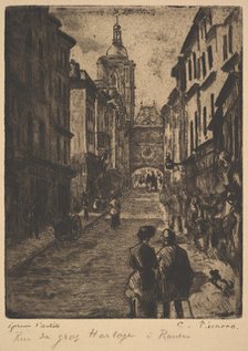 The Street of the Grand Clock, Rouen, 1885. Creator: Camille Pissarro.