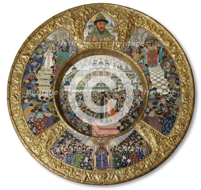 Dish with scenes the Election of Michail Romanov to the Tsar on 14 March 1613, 1913.