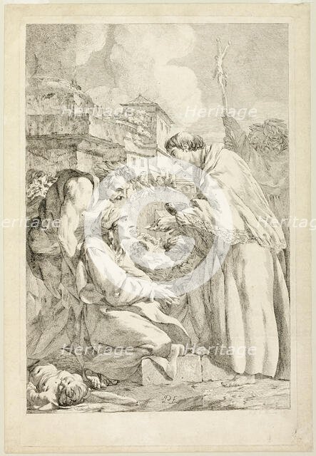 Saint Charles Borromeo Blessing the Plague-Stricken, c. 1760. Creator: Jean Baptiste Marie Pierre.