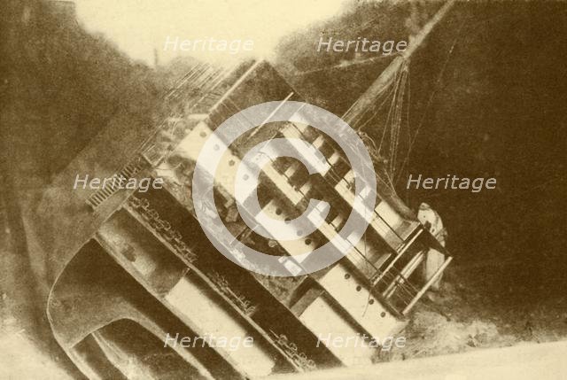 'Model Showing The "Laurentic" As She Originally Lay, 120 Feet Below The Surface', c1930. Creator: Unknown.