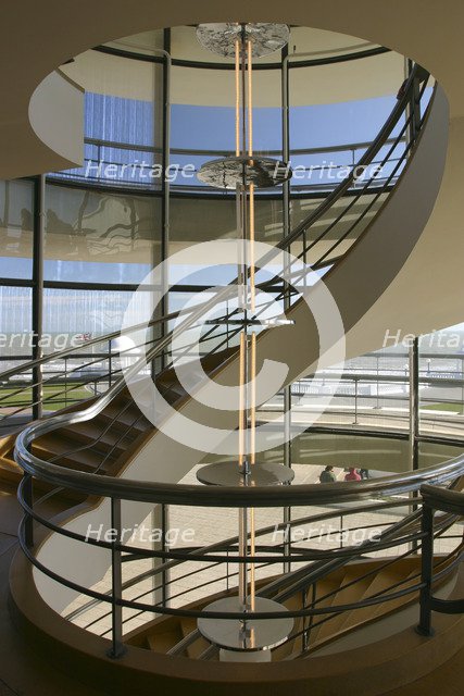 South staircase, De La Warr Pavilion, Bexhill on Sea, East Sussex. 