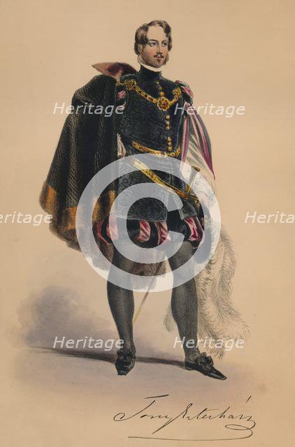 Guest in 16th century costume for Queen Victoria's Bal Costumé, May 12 1842, (1843).  Creator: John Richard Coke Smyth.