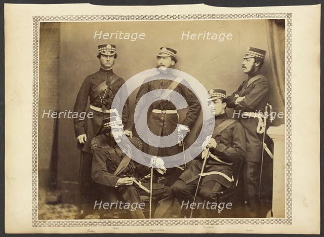 Group portrait of Scots Guards, about 1855-1865. Creator: Unknown.