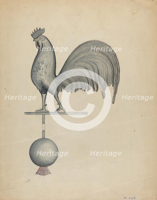 Weather Vane - Iron Rooster, c. 1937. Creator: Albert Eyth.