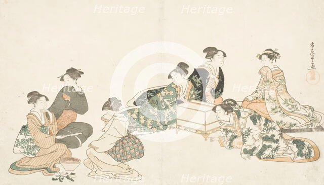 Image from album of poetry 'Haru no iro' (image 3 of 3), c1794. Creator: Kubo Shunman.