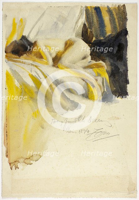 Nude Lying On Bed, 1894. Creator: Anders Leonard Zorn.
