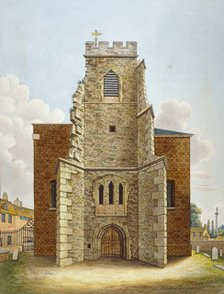 The original tower of the Church of St Lawrence, Brentford, Middlesex, c1820. Artist: Anon
