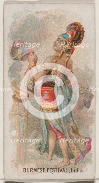 Burmese Festival, India, from the Holidays series (N80) for Duke brand cigarettes, 1890., 1890. Creator: George S. Harris & Sons.