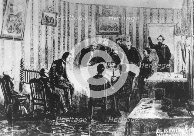 The death of President Abraham Lincoln, 14th April 1865. Artist: Unknown