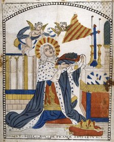 Louis IX, King of France, in Chartres Cathedral in his coronation robes, 1226 (19th century). Artist: Anon