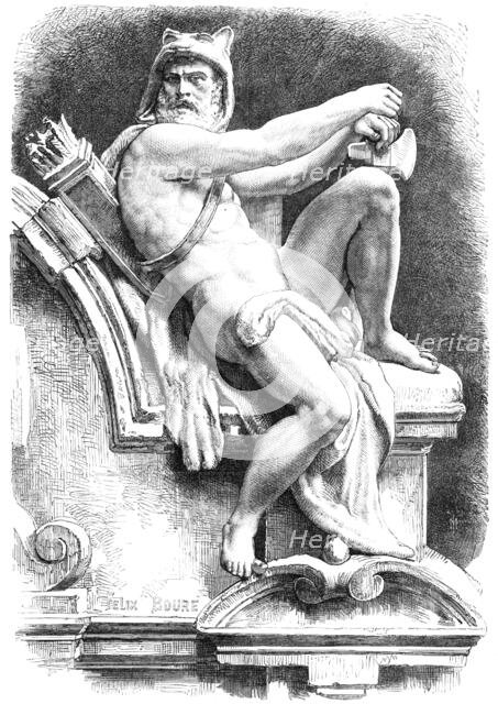 Statue of a Gaulish Warrior on the Warriors' Gate, Antwerp, 1868. Creator: Unknown.