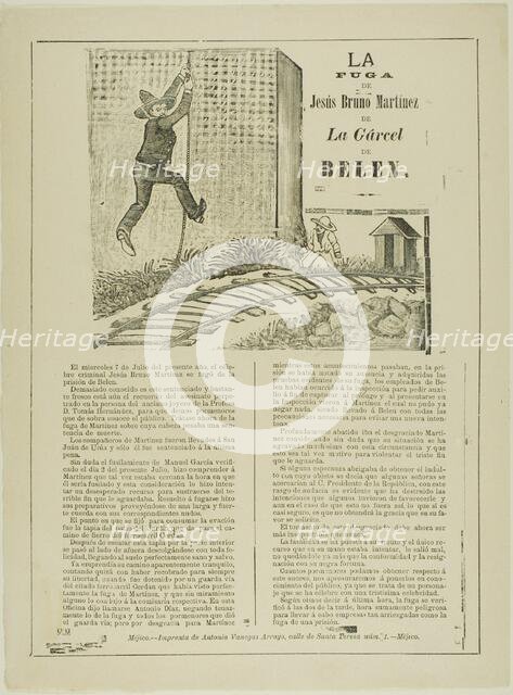 The Escape of Jesus Bruno Martinez from Belen Prison, 1892. Creator: José Guadalupe Posada.