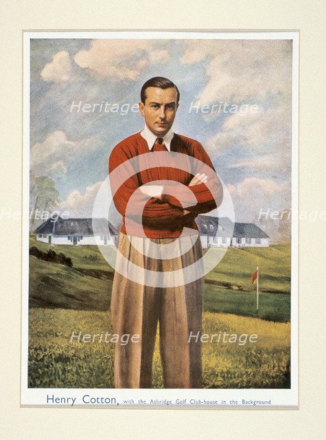 Portrait of Henry Cotton (1907-87), with Ashridge golf club in background, c1940s. Artist: Unknown