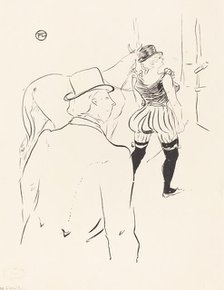 In the Wings of the Folies-Bergere: Mrs. Lona Barrison with Her Manager and Husband, 1895. Creator: Henri de Toulouse-Lautrec.