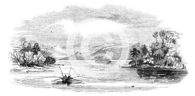 Lake trout fishing, in Derwentwater, 1844. Creator: Unknown.