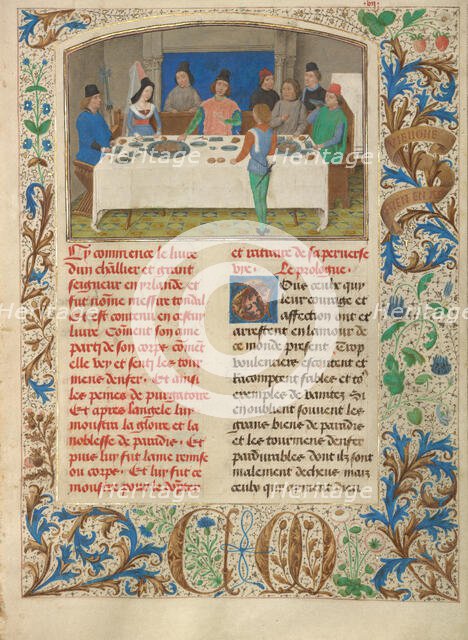 Tondal Suffers a Seizure at Dinner; Les Visions du chevalier Tondal, 1475. Creator: Simon Marmion.