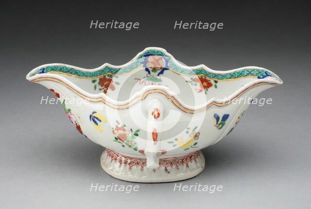 Two-Handled Sauceboat, China, c. 1750. Creator: Jingdezhen Porcelain.