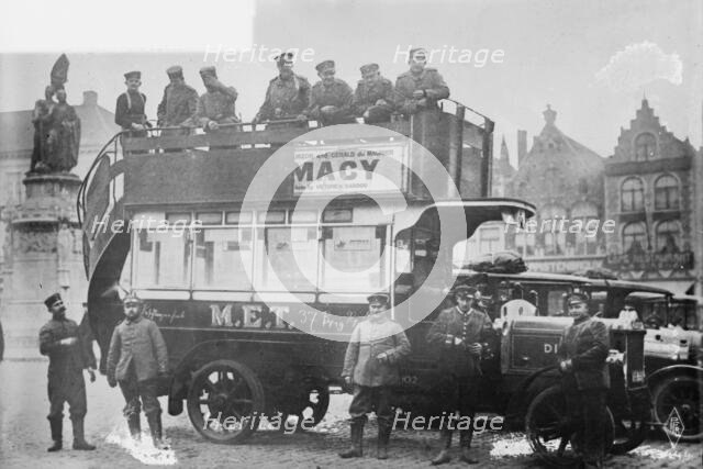 Captured English autobus used by Germans in Belg. [i.e., Belgium], between 1914 and c1915. Creator: Bain News Service.